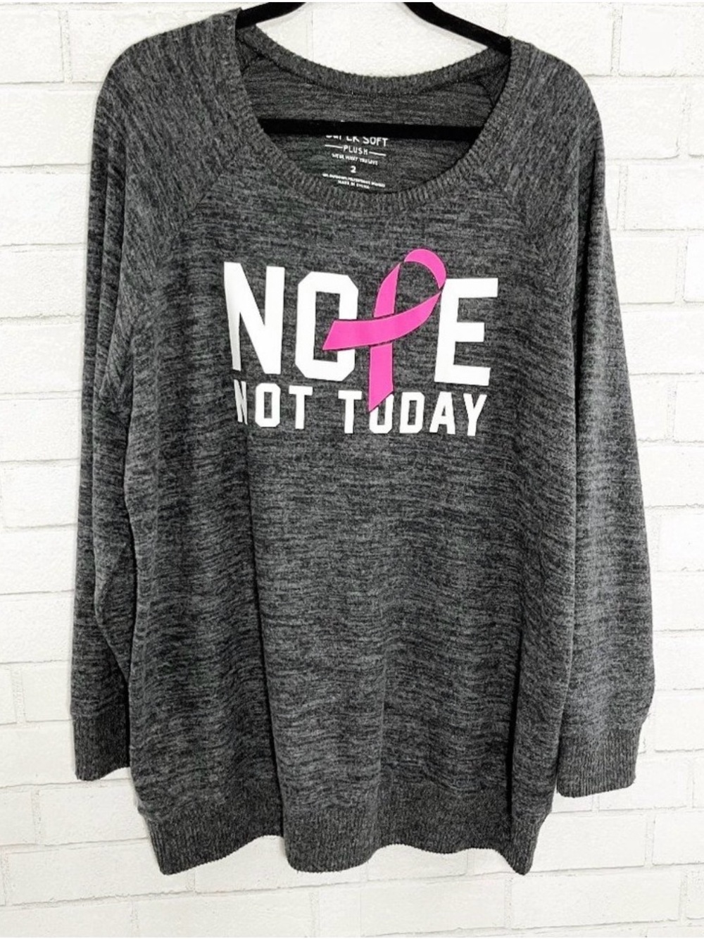 Torrid Breast Cancer Awareness "Nope Not Today" Super Soft Sweatshirt Size 2